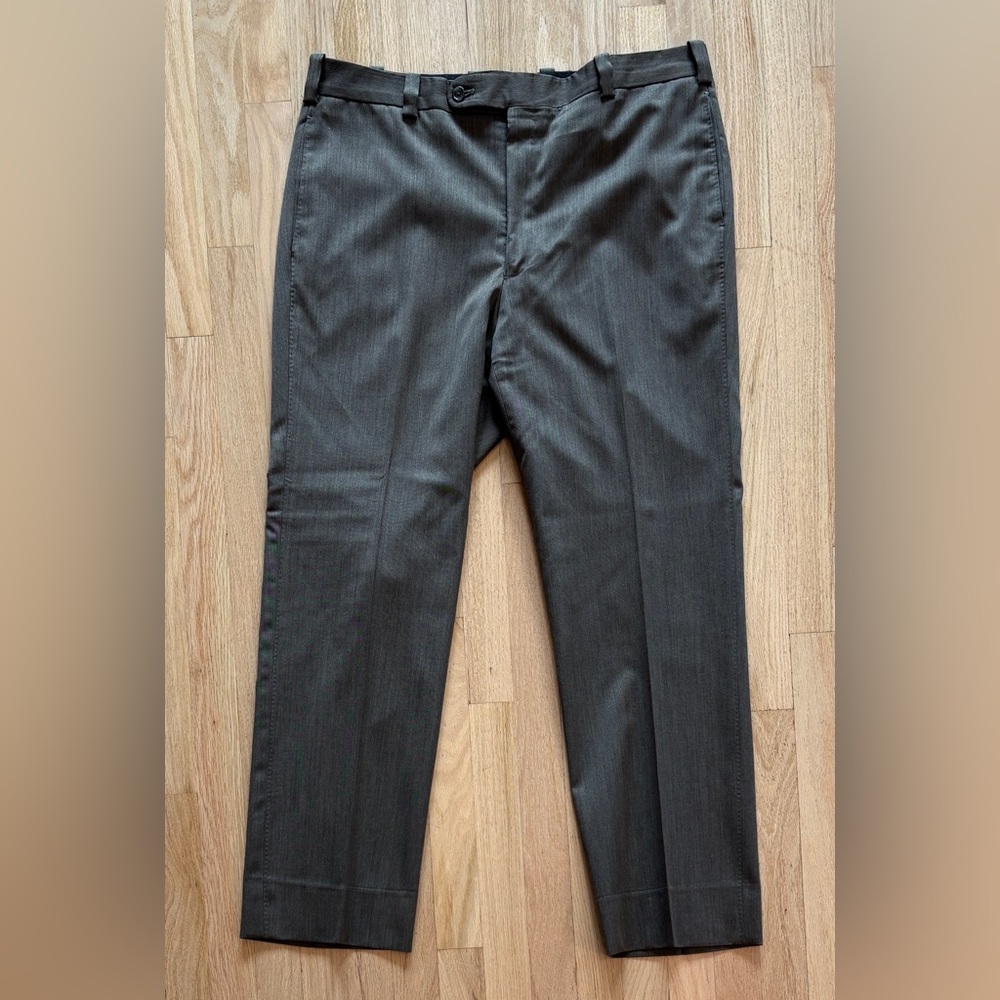 Custom Made Men’s Suit Pants Neutral Gray/Brown Tailored 38 x 30 38W 30L Creased